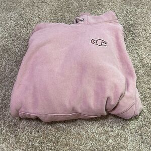 pink champion hoodie barley worn